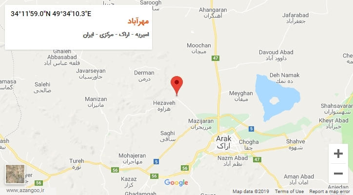 روستای مهرآباد بر روی نقشه