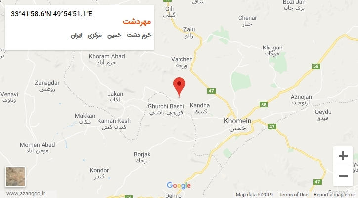 روستای مهردشت بر روی نقشه