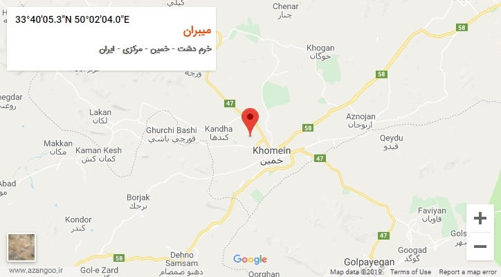 روستای میبران بر روی نقشه