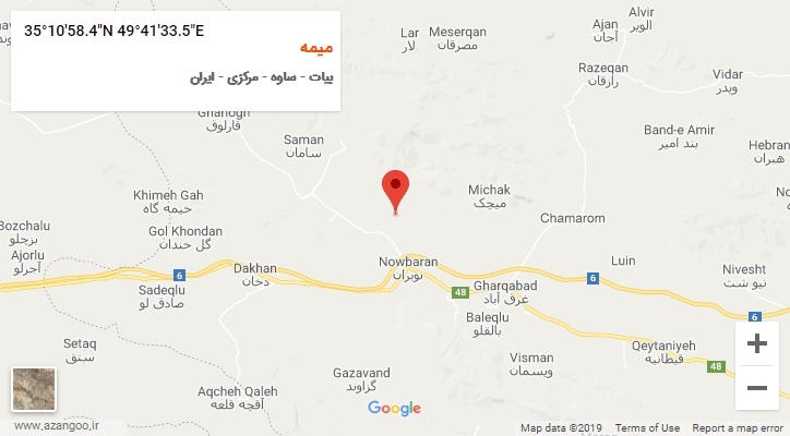 روستای میمه بر روی نقشه