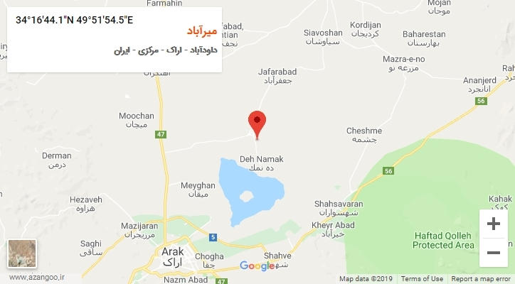 روستای میرآباد بر روی نقشه