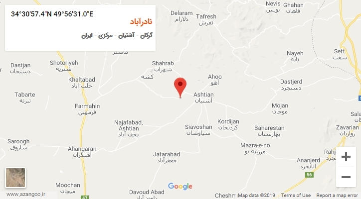 روستای نادرآباد بر روی نقشه