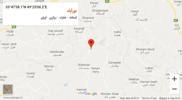 روستای نورآباد بر روی نقشه