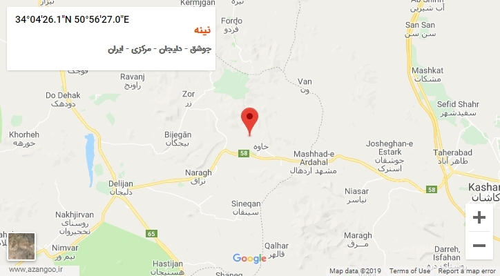 روستای نینه بر روی نقشه