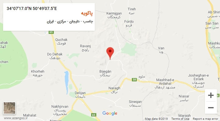 روستای پاکویه بر روی نقشه