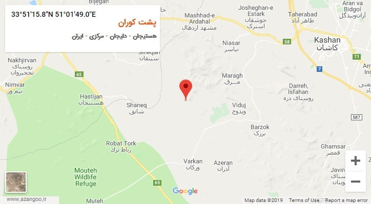 روستای پشت کوران بر روی نقشه