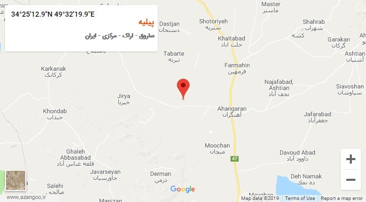 روستای پیلیه بر روی نقشه