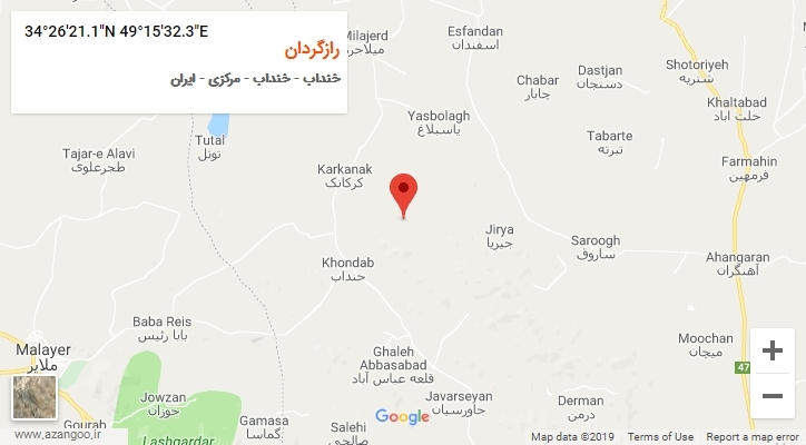 روستای رازگردان بر روی نقشه