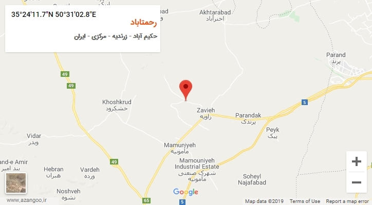 روستای رحمتاباد بر روی نقشه