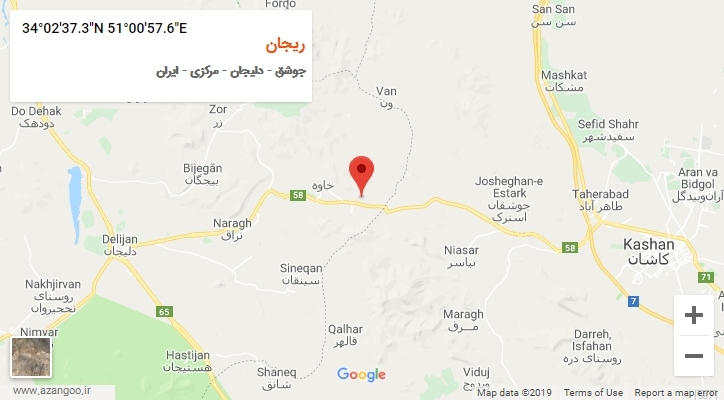 روستای ریجان بر روی نقشه