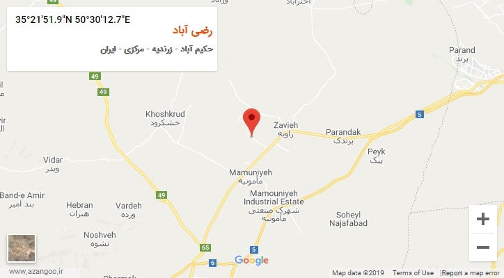 روستای رضی آباد بر روی نقشه