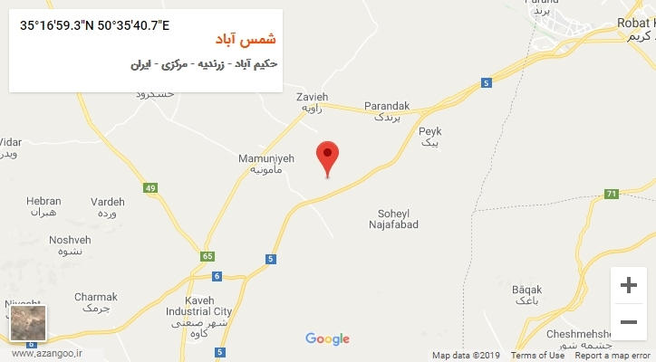 روستای شمس آباد بر روی نقشه