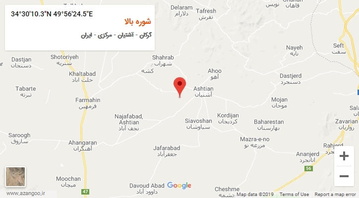 روستای شوره بالا بر روی نقشه