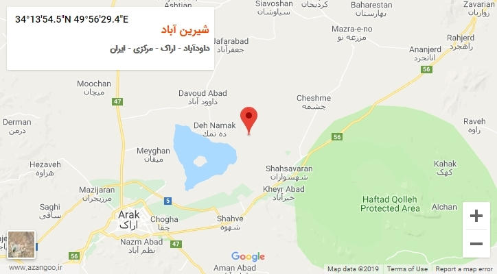 روستای شیرین آباد بر روی نقشه