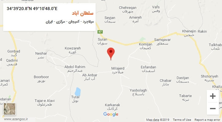 روستای سلطان آباد بر روی نقشه