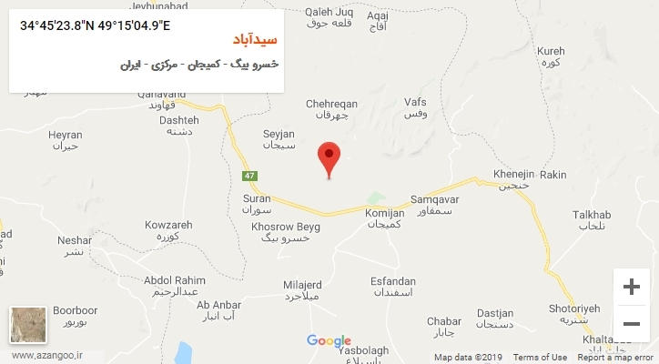 روستای سیدآباد بر روی نقشه
