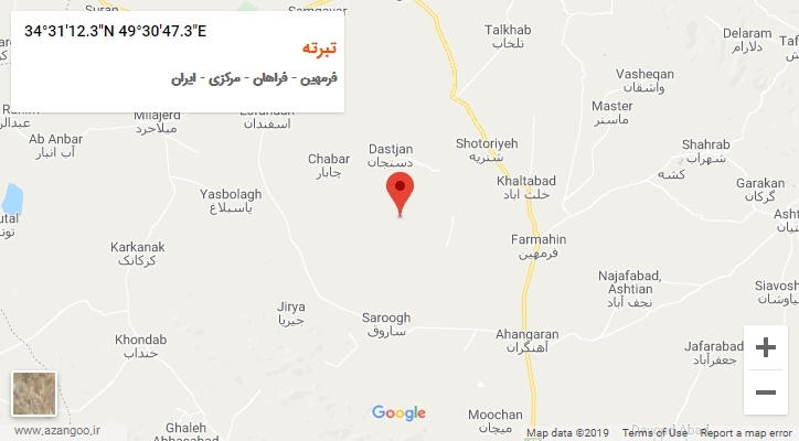 روستای تبرته بر روی نقشه