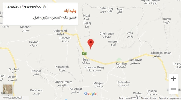 روستای ولیدآباد بر روی نقشه