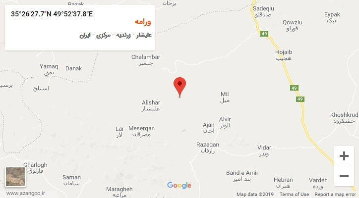 روستای ورامه بر روی نقشه