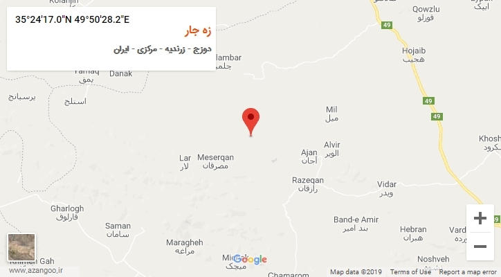 روستای زه جار بر روی نقشه