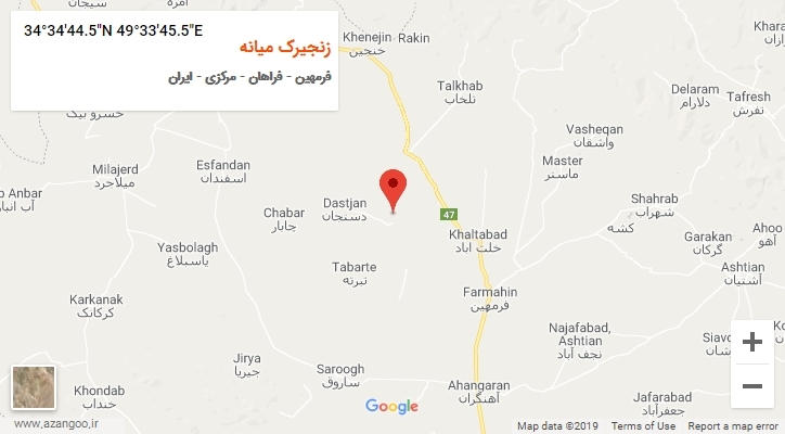 روستای زنجیرک میانه بر روی نقشه