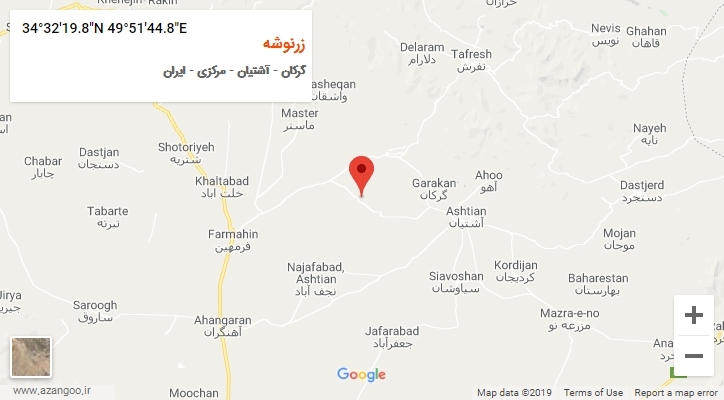 روستای زرنوشه بر روی نقشه
