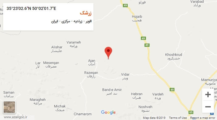 روستای زرشک بر روی نقشه