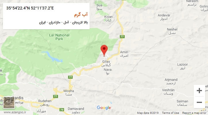 روستای آب گرم بر روی نقشه
