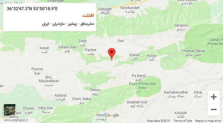 روستای افتلت بر روی نقشه