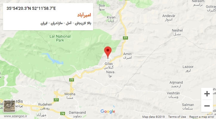روستای امیرآباد بر روی نقشه