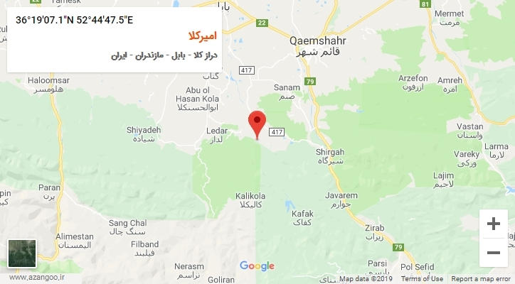روستای امیرکلا بر روی نقشه