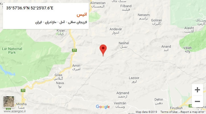 روستای انیس بر روی نقشه