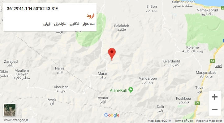 روستای ارود بر روی نقشه