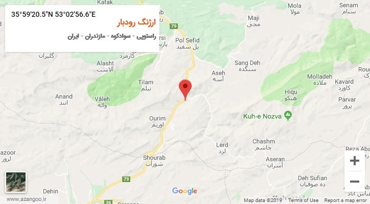 روستای ارژنگ رودبار بر روی نقشه