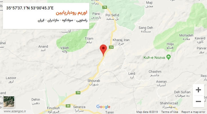 روستای اوریم رودبارپایین بر روی نقشه