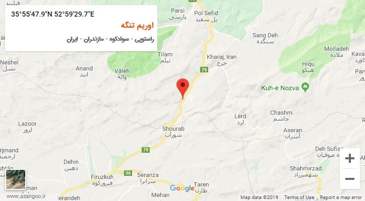 روستای اوریم تنگه بر روی نقشه
