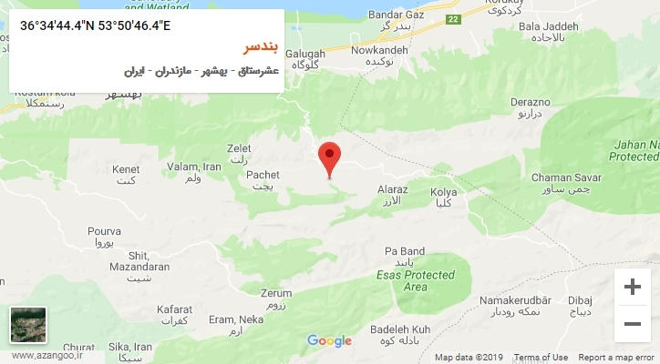 روستای بندسر بر روی نقشه