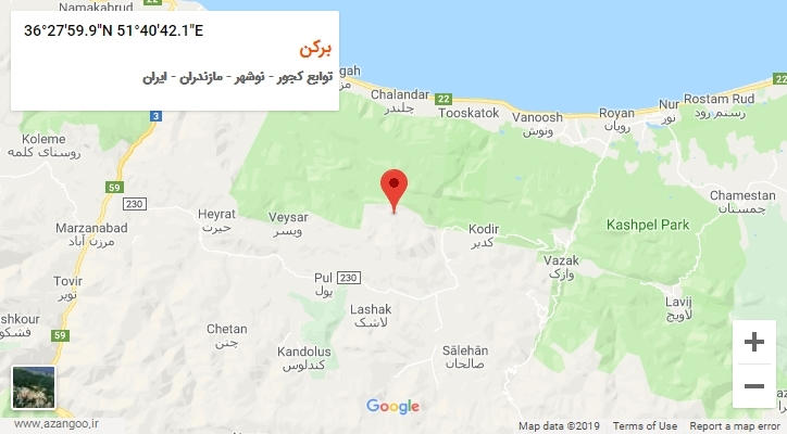 روستای برکن بر روی نقشه