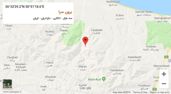 روستای برون سرا بر روی نقشه