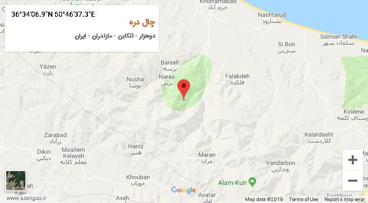 روستای چال دره بر روی نقشه