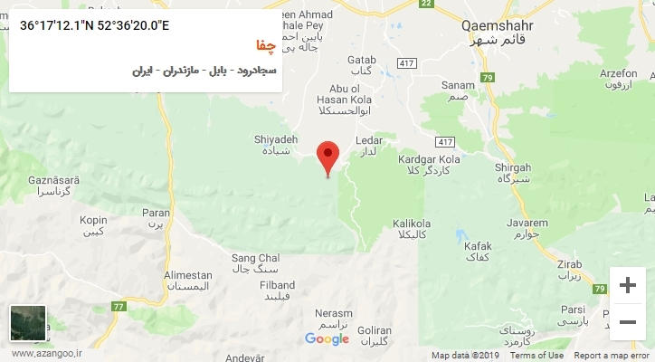روستای چفا بر روی نقشه