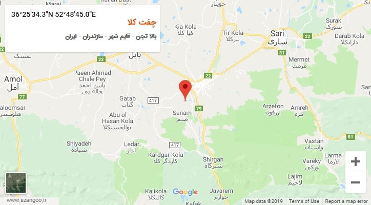 روستای چفت کلا بر روی نقشه