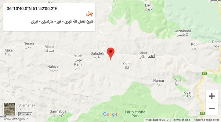 روستای چل بر روی نقشه