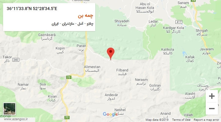 روستای چمه بن بر روی نقشه