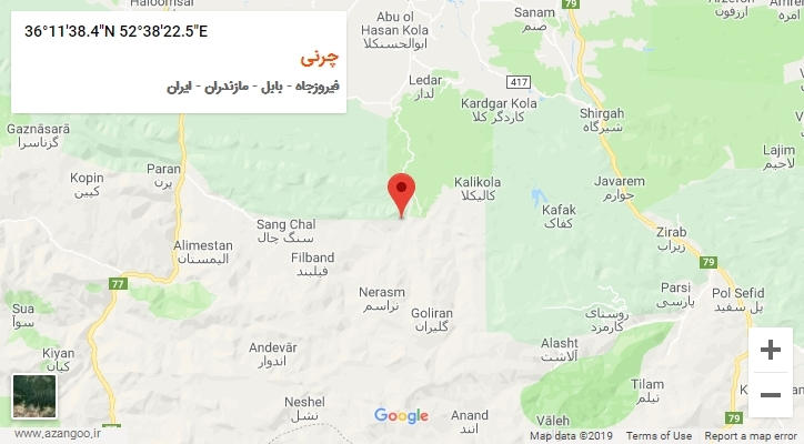 روستای چرنی بر روی نقشه