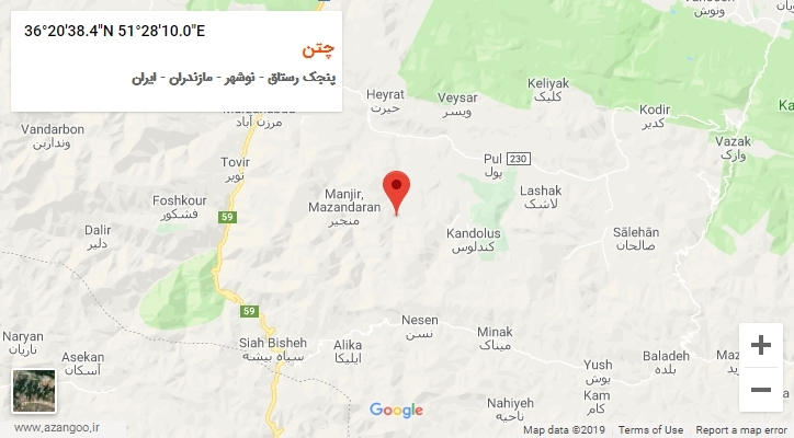 روستای چتن بر روی نقشه