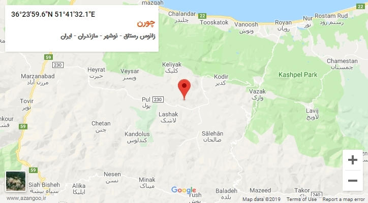 روستای چورن بر روی نقشه