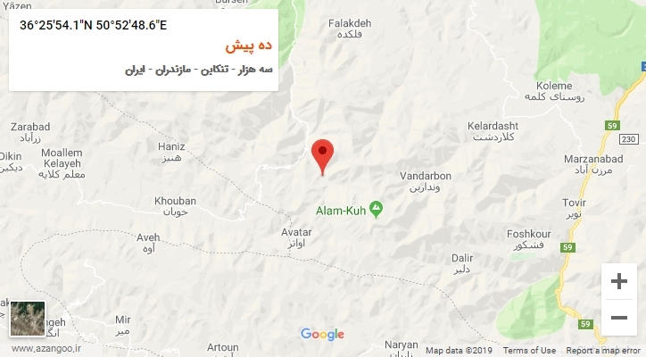 روستای ده پیش بر روی نقشه