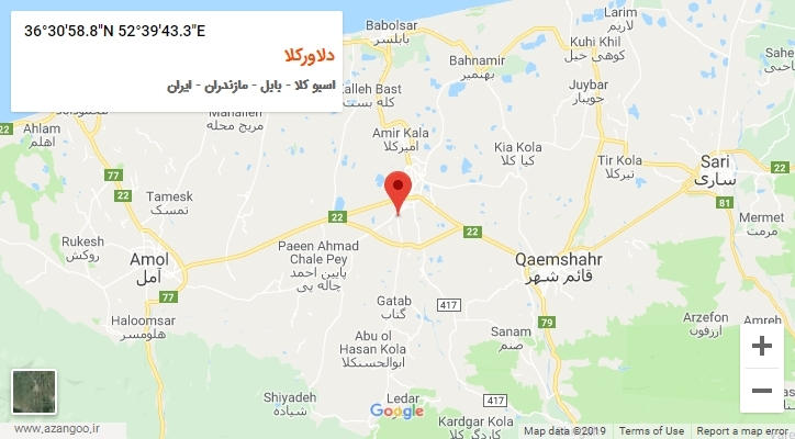 روستای دلاورکلا بر روی نقشه