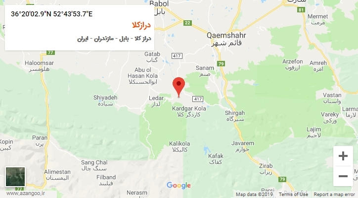 روستای درازکلا بر روی نقشه